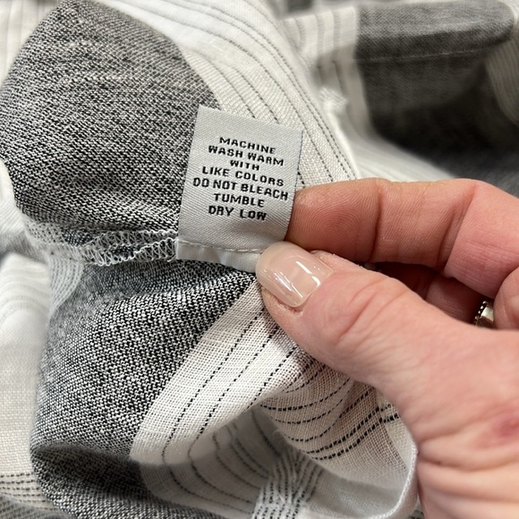 Habitat Gray and White Mixed Stripe Linen Blend Lagenlook Shirt Jacket Size XS - Picture 10 of 10